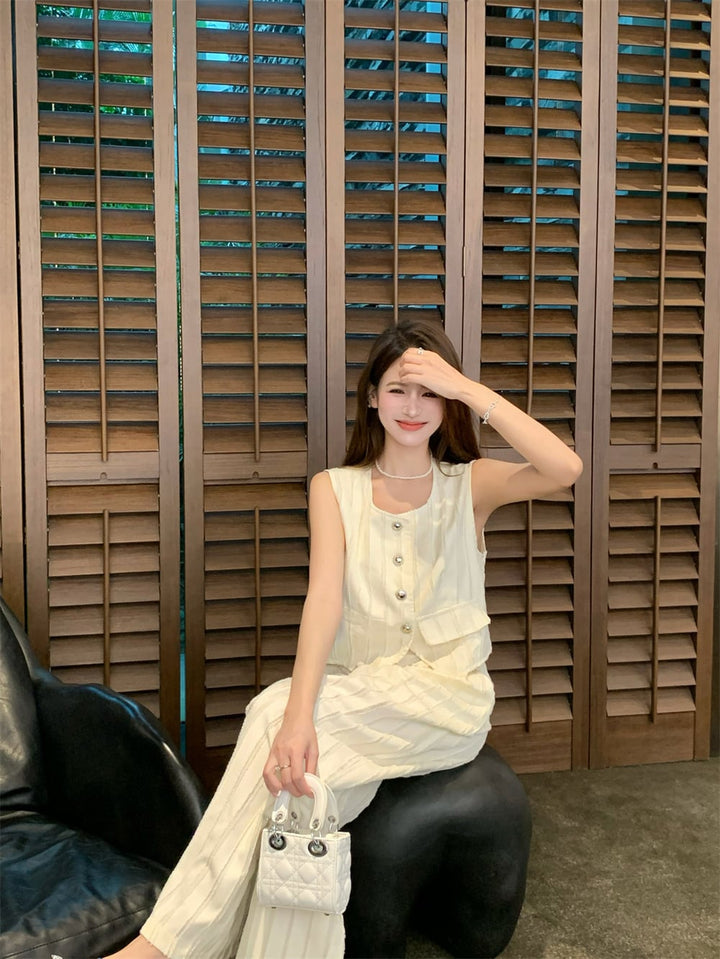 【set】ジレ×ワイドパンツセット　M24277
