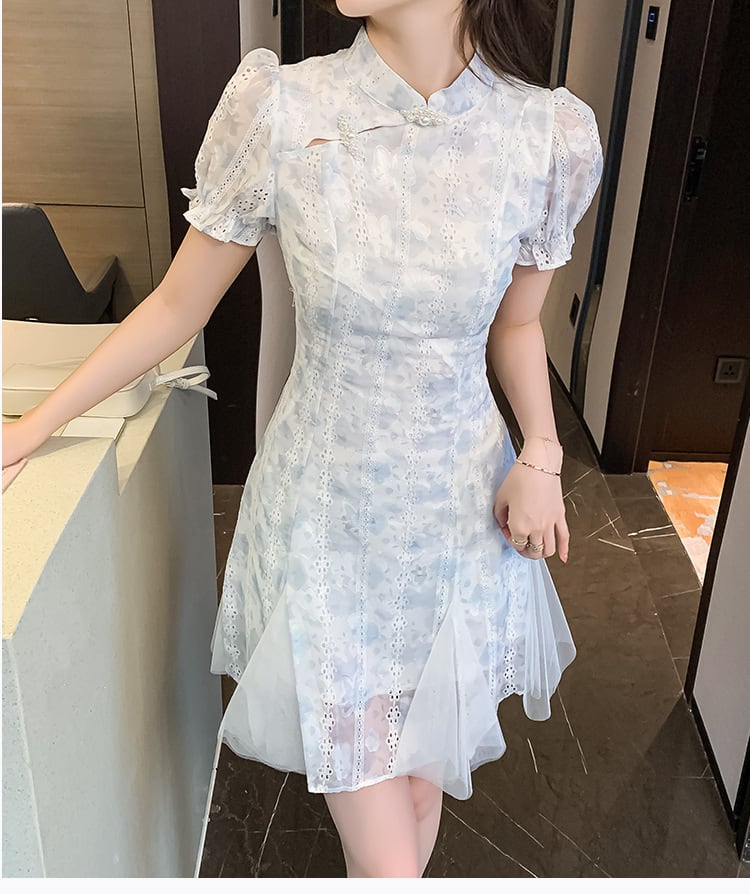 【dress】美人度アップエレガント刺繍デートワンピース　M17127