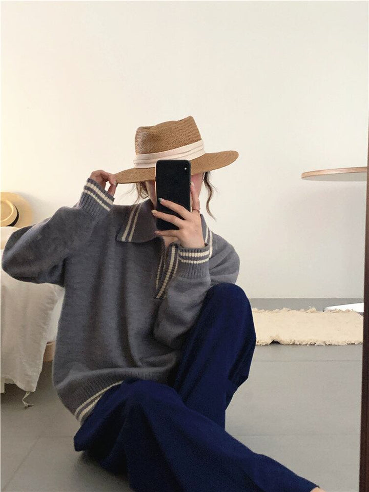 【tops】POLOネックニットプルオーバー　M19022