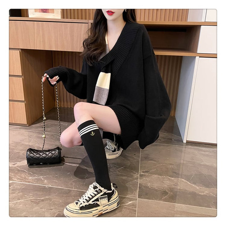 【tops】ドッキングニットセーター　M19326