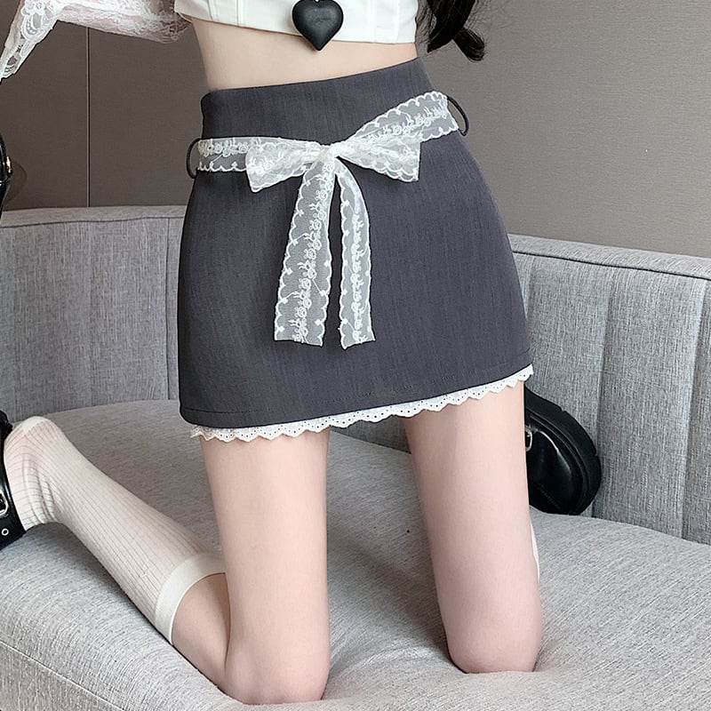 【bottoms】レースハイウエストスカート　M29405