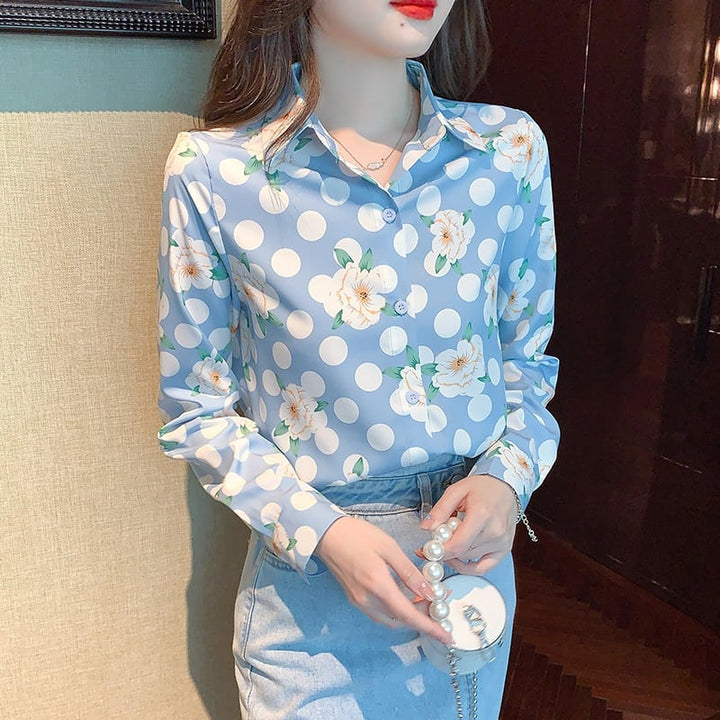 【tops】大人らしい プリントシャツトップス着心地良い　M17228