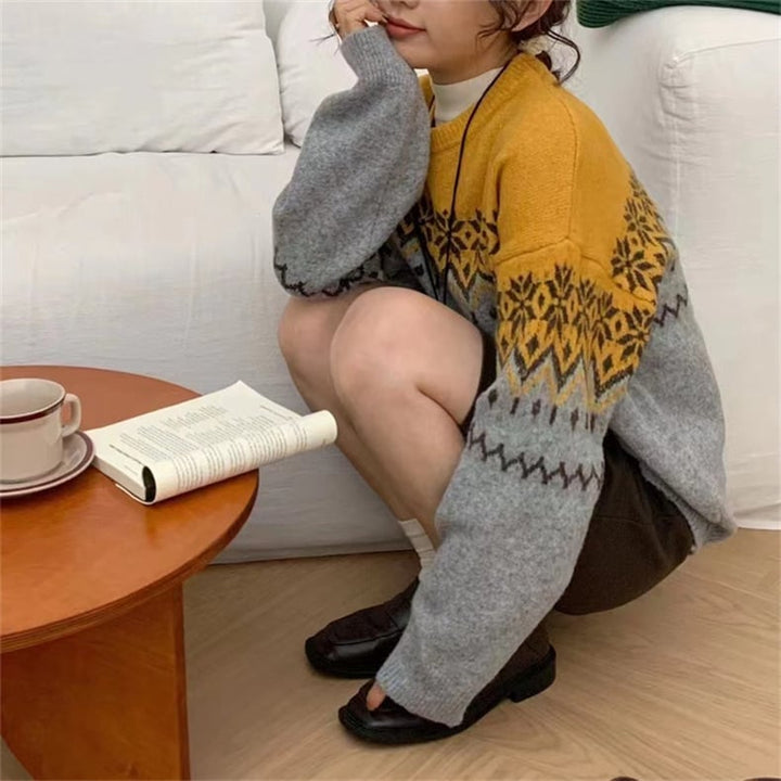 【tops】ジャカードニットセーター　M27137