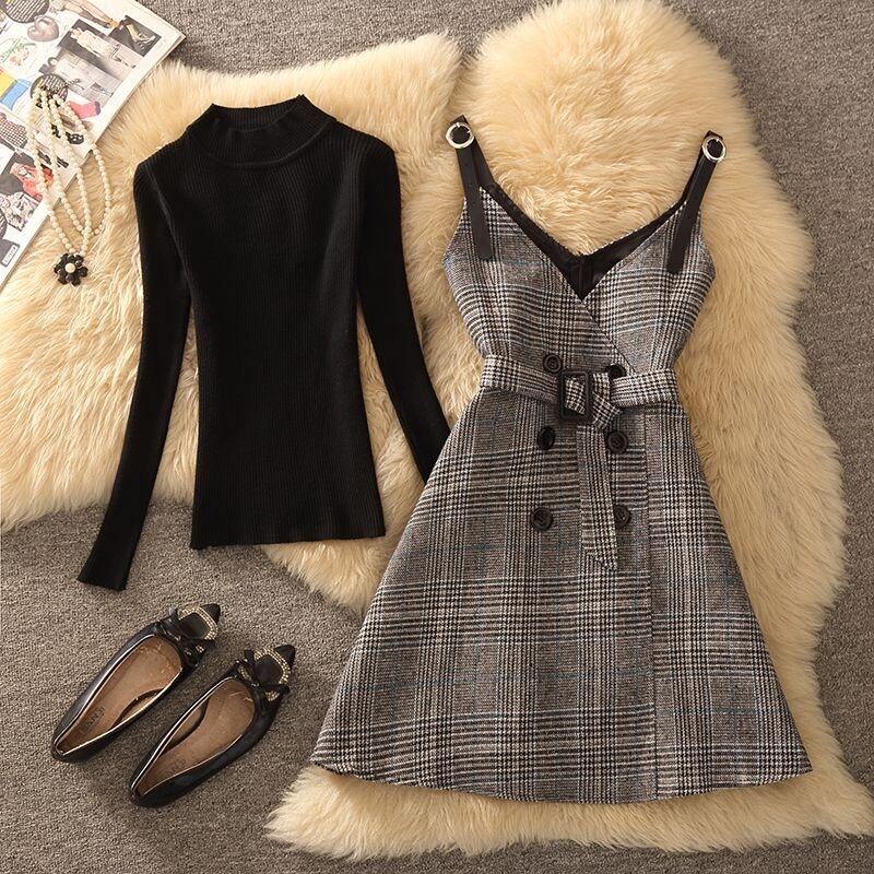【dress】チェック柄キャミワンピース　N2256