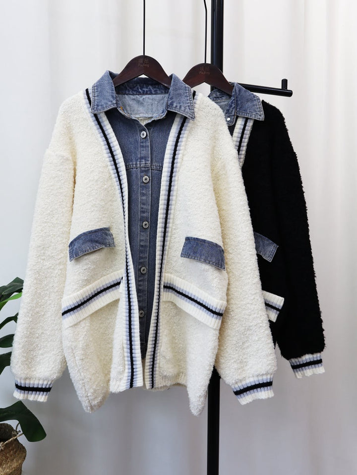 【outer】デニムドッキングニットカーデ　M18067
