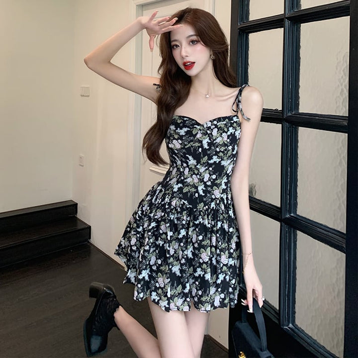 【dress】細身効果抜群♪花柄キャミワンピースオシャレ　M17224