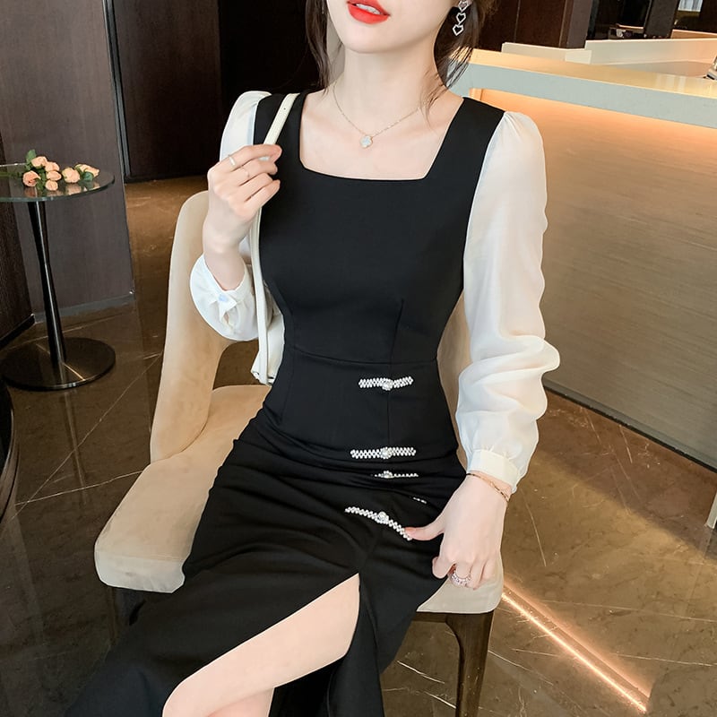 【dress】今季マストバイエレガント切り替えワンピース　M17420