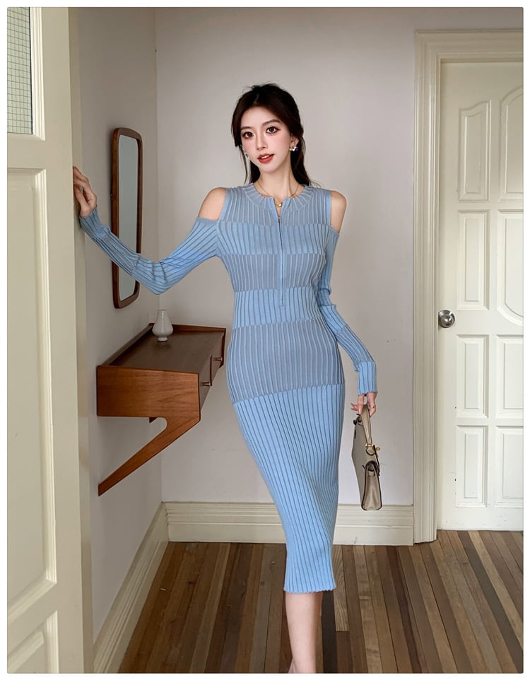 【dress】オフショルダーニットワンピース　M26586