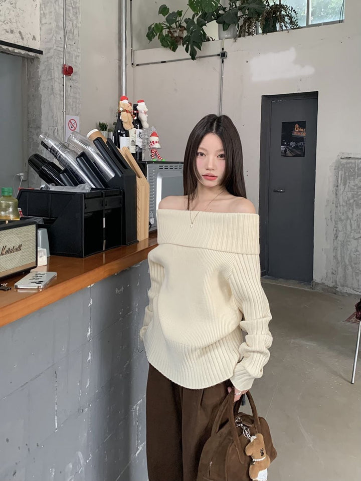 【tops】ボートネックニットトップス　M26023