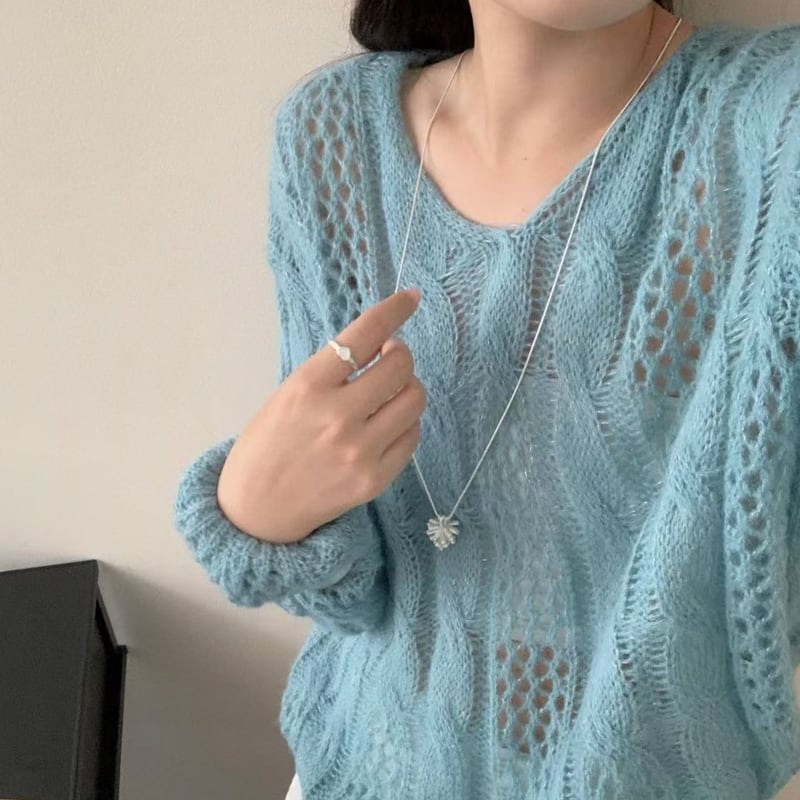 【tops】5色展開ニットトップス Q8155