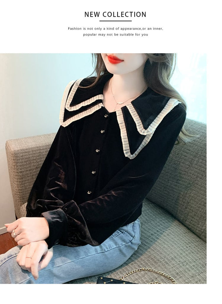 【tops】輝いて超人気 !  エレガントシャツトップス　M17333