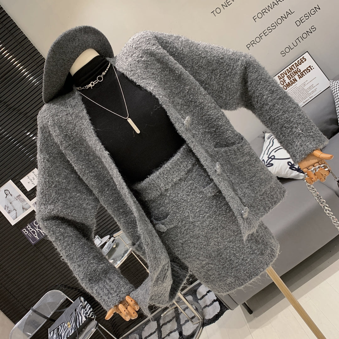 【set】ニットカーデ×スカートセット　M27032
