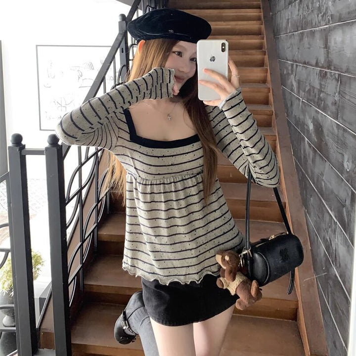【tops】ボーダー柄トップス Q8115