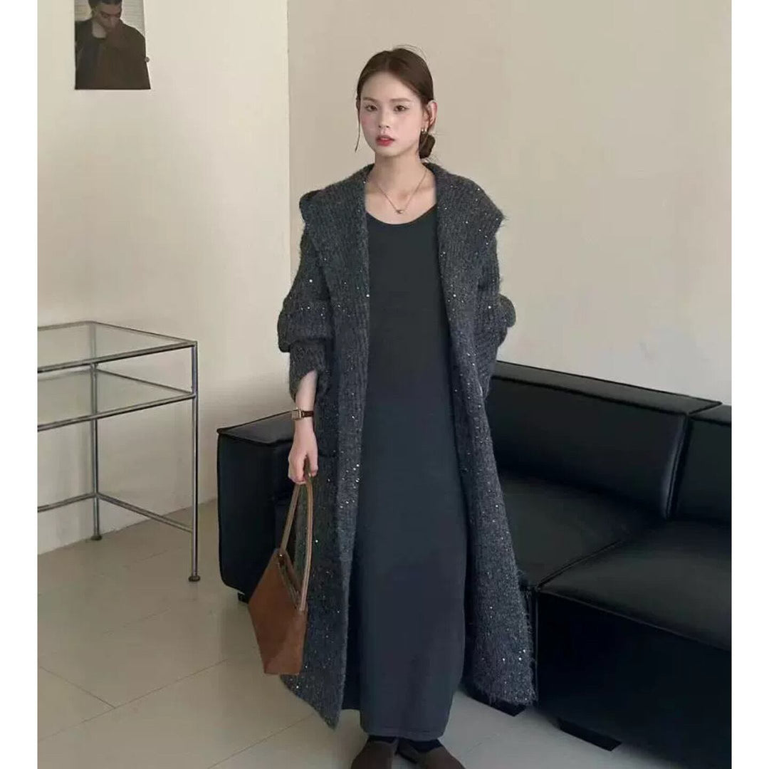 【outer】スパンコールロング丈ニットカーデ　M27349