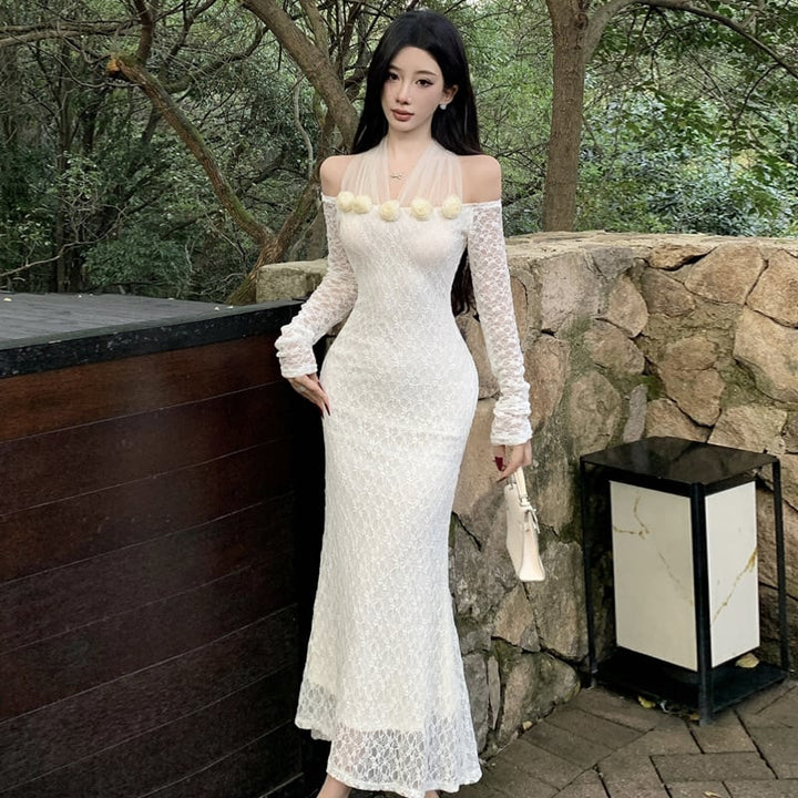 【dress】レースチュールドッキングワンピース　M27960