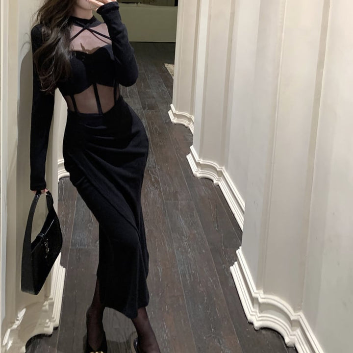 【dress】チュールドッキングワンピース Q7834