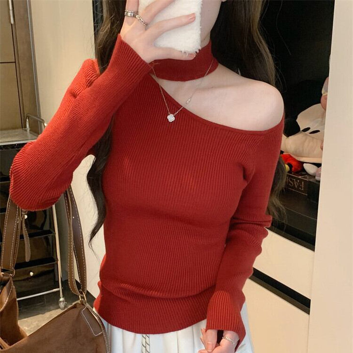 【tops】オフショルダーニットトップス　M28410