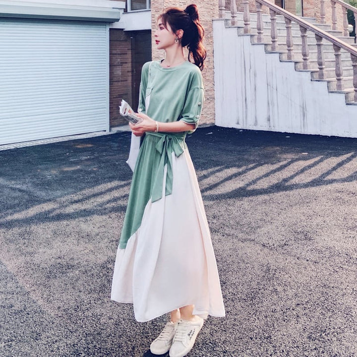 【dress】人気上昇中ファッション切り替えTシャツワンピース　M16990