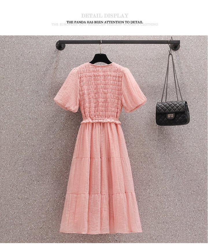 【dress】絶対欲しいVネックデートワンピース着瘦せ　M16958