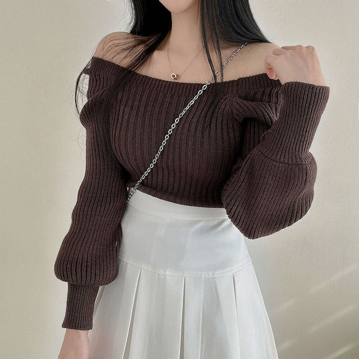 【tops】ランタンスリーブニットトップス　M18652