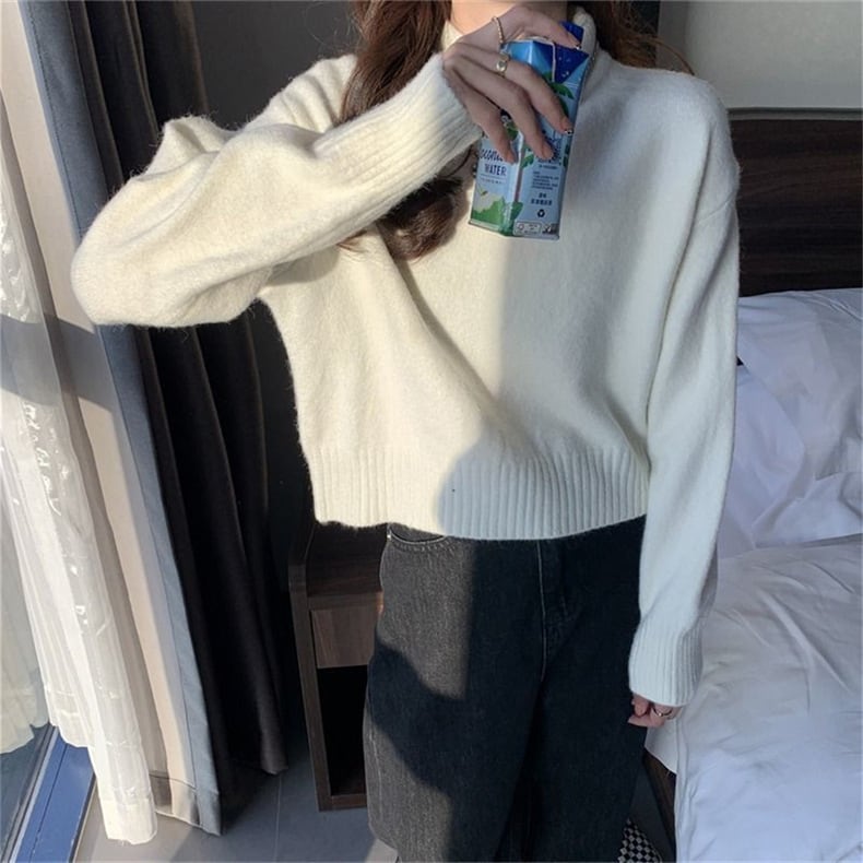 【tops】無地ニットセーター　M26441