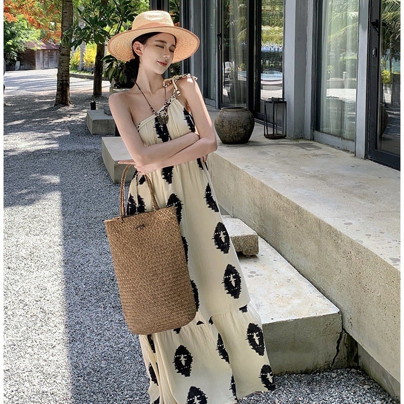 【dress】お洒落旅行レディースプリントワンピース　M16989