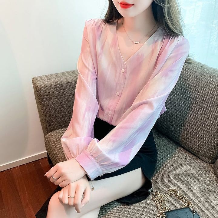 【tops】Vネックシャツトップス　M18305