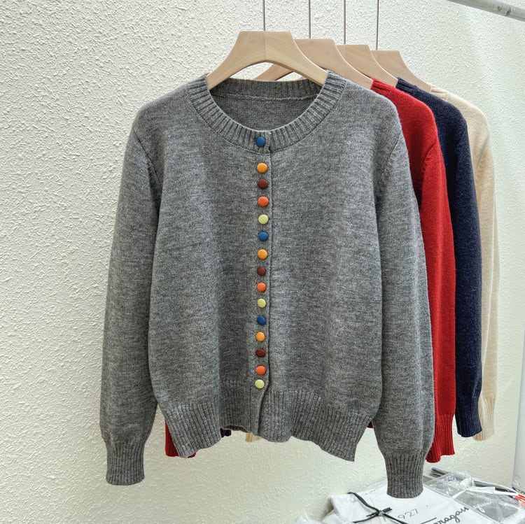 【outer】ボーダー柄デザインニットカーデ　M26814