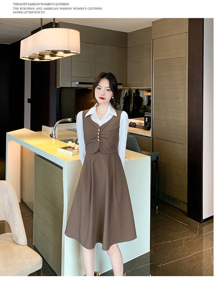 【dress】輝いて超人気 ! 切り替えデートワンピース　M17404