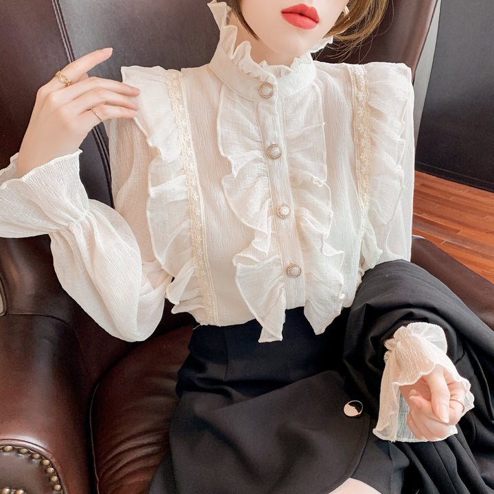 【tops】人気アイテム ! エレガントフリルシャツトップス　M17299