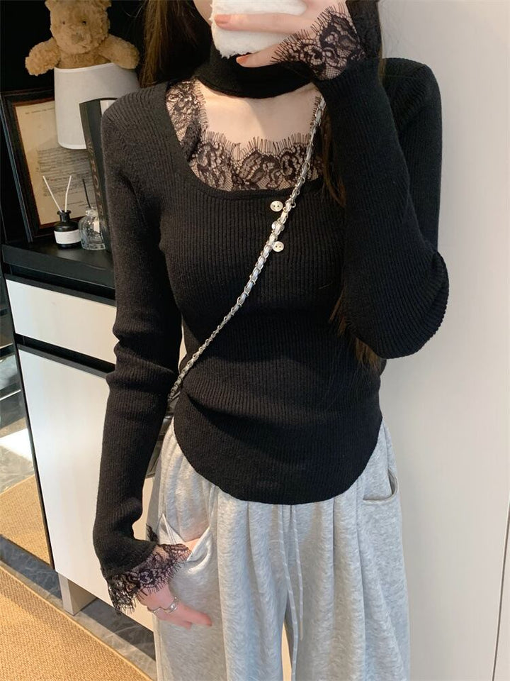 【tops】レースニットトップス　M28418