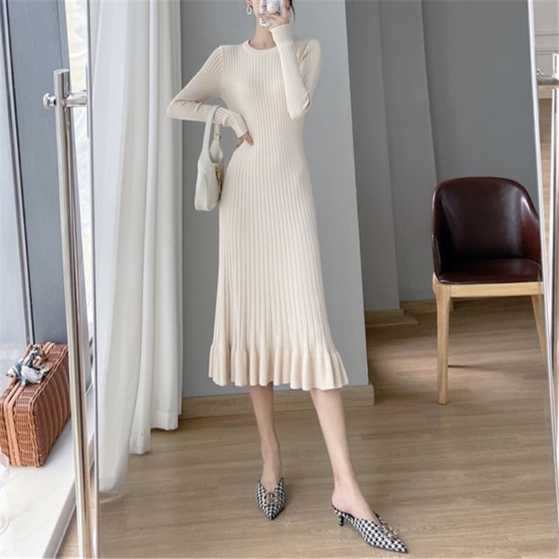 【dress】フリルニットワンピース　M18383