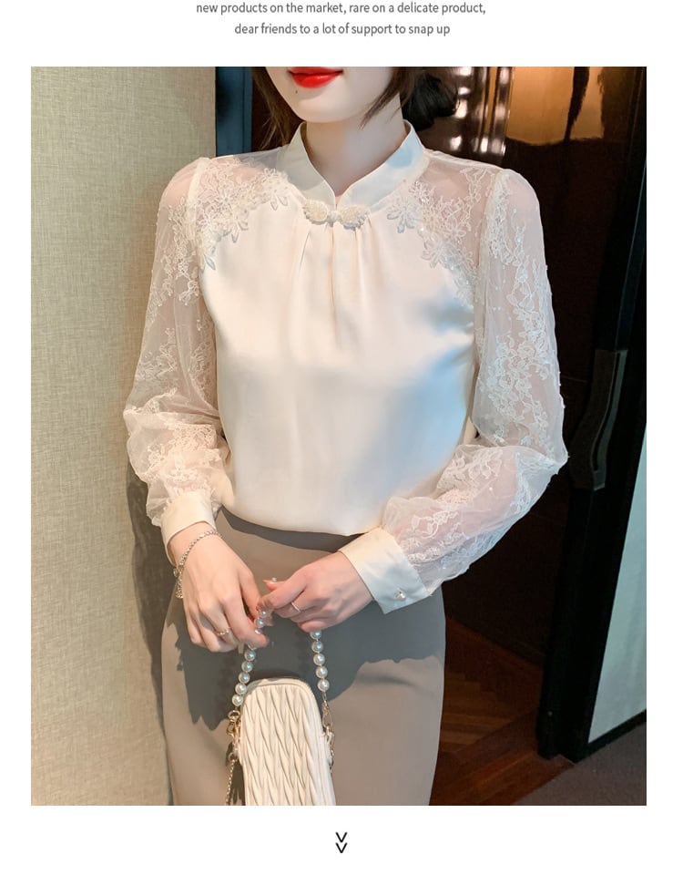 【tops】今季マストバイエレガントレースシャツトップス　M16981