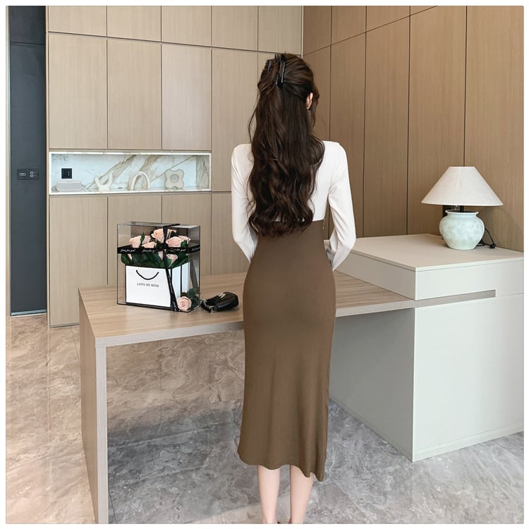 【dress】好感度UP切り替えスリットデートワンピース　M17625