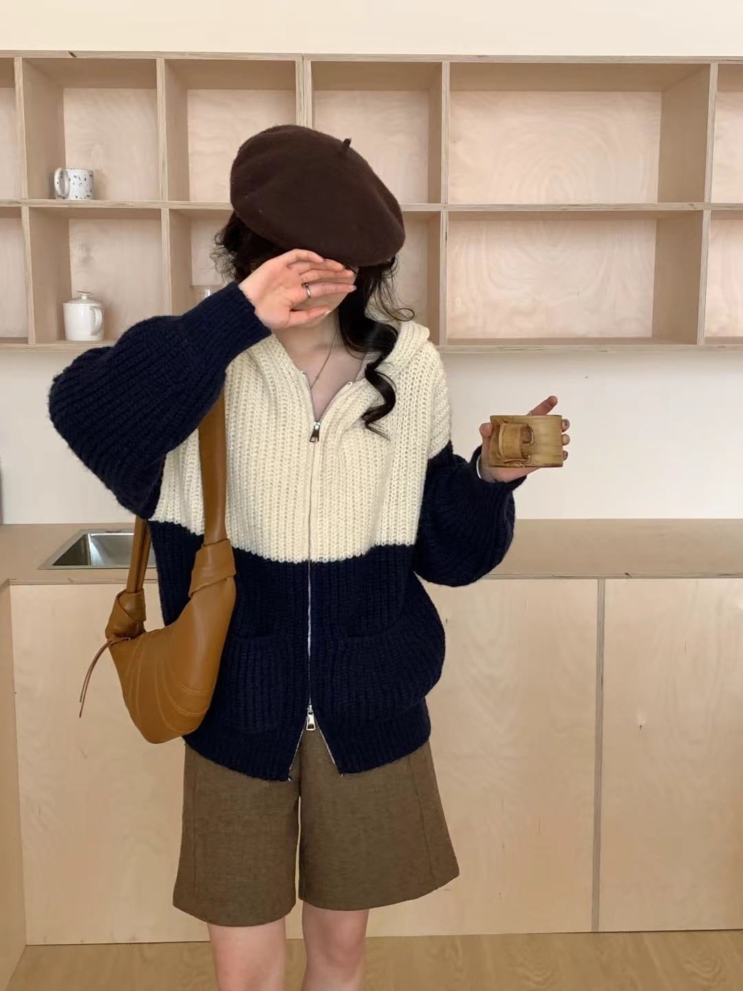 【outer】配色ニットカーデ　M26025