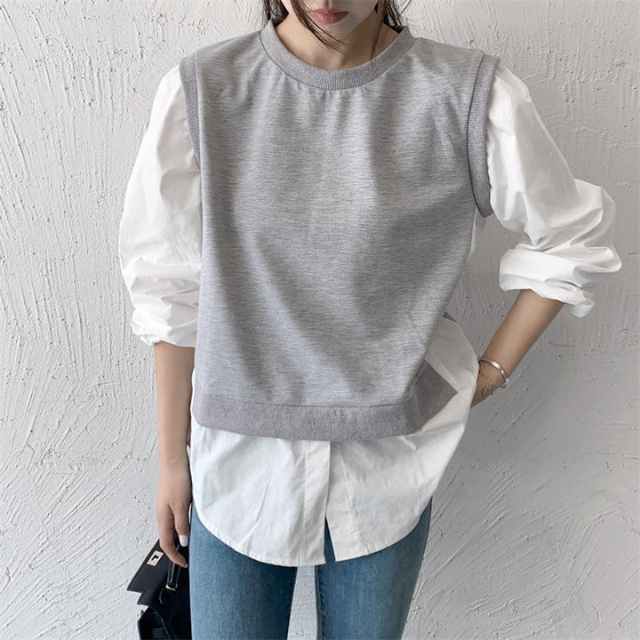 【tops】切り替えクルーネックプルオーバー　M17870