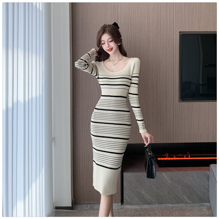 【dress】ボーダー柄ニットワンピース　M18749