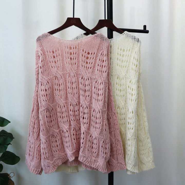 【tops】カットワークニットセーター　M26021
