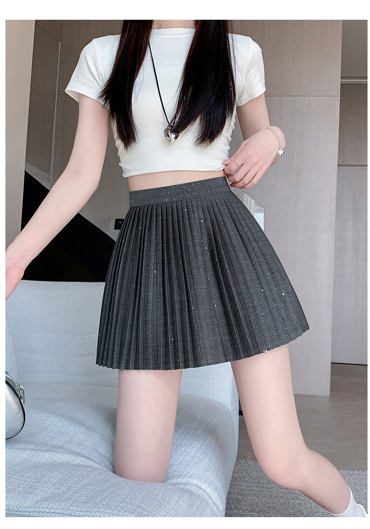 【bottoms】スパンコールプリーツスカート　M29562