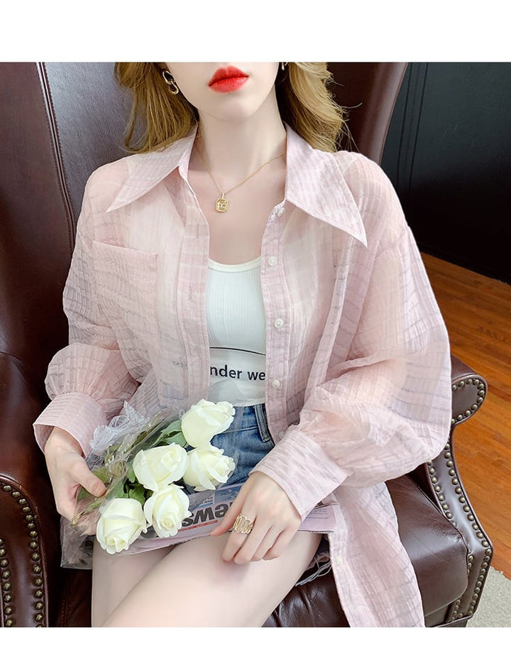 【tops】3色シャツトップス韓国系着心地良いゆったり　M16893