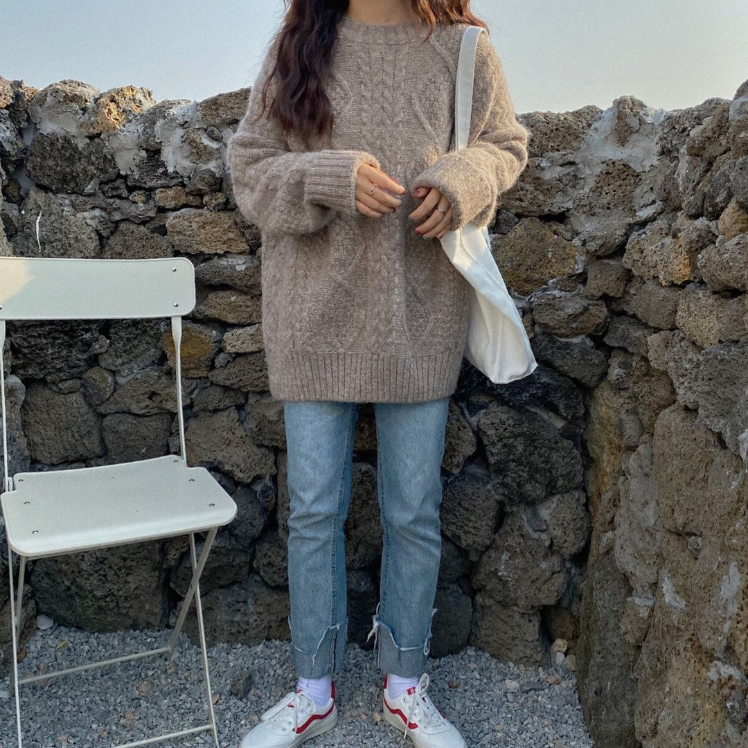 【tops】クルーネックニットセーター　M19014