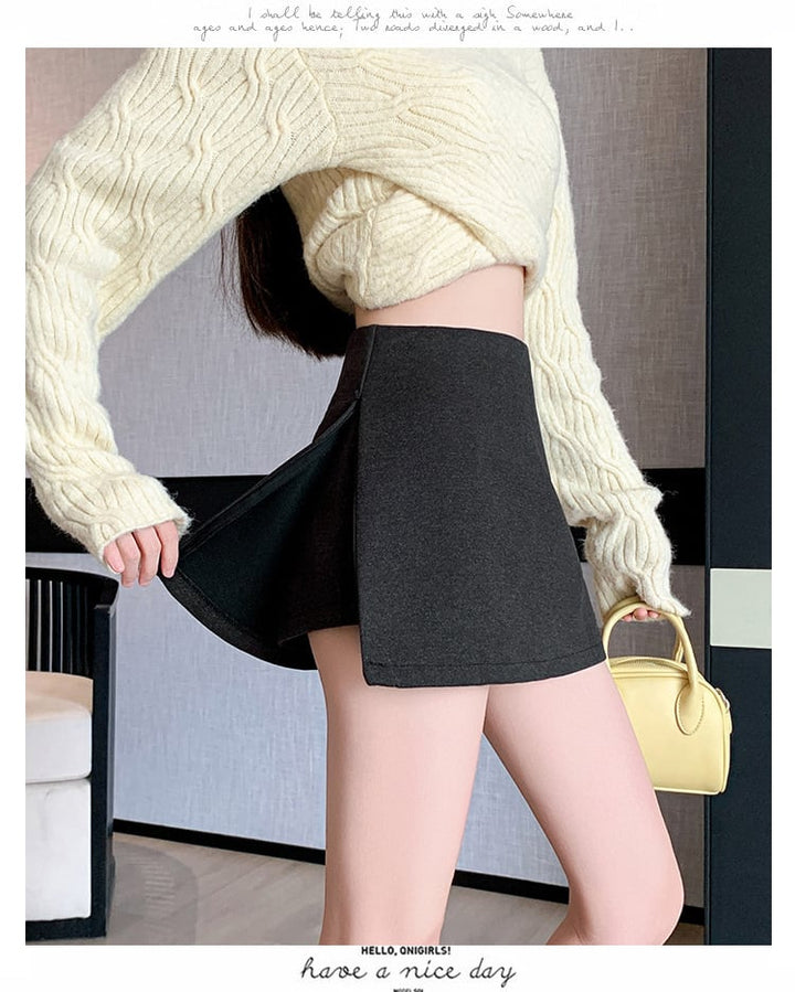 【bottoms】ハイウエストキュロットパンツ　M27866