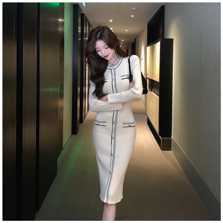 【dress】目立つ！エレガントニットワンピース　M17624