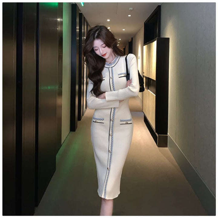 【dress】目立つ！エレガントニットワンピース　M17624