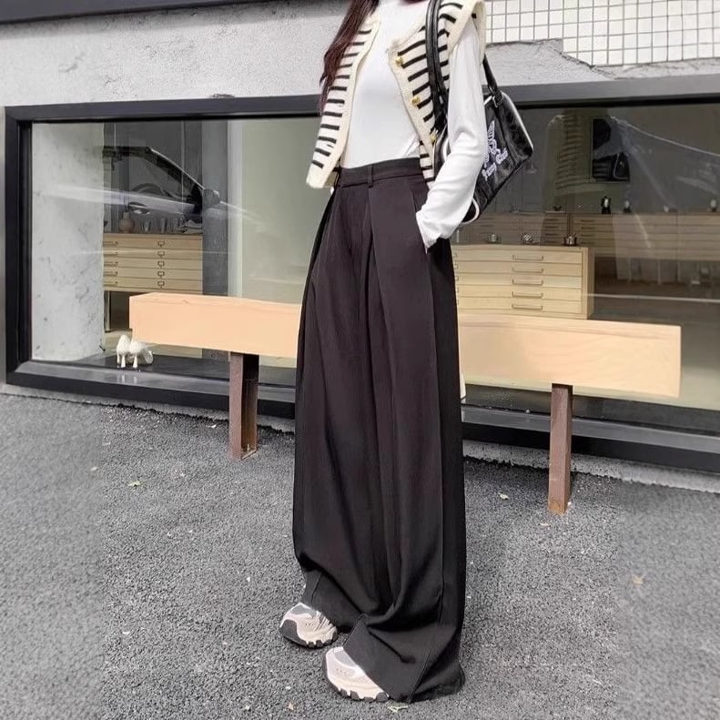 【bottoms】ハイウエストワイドパンツ　M29786