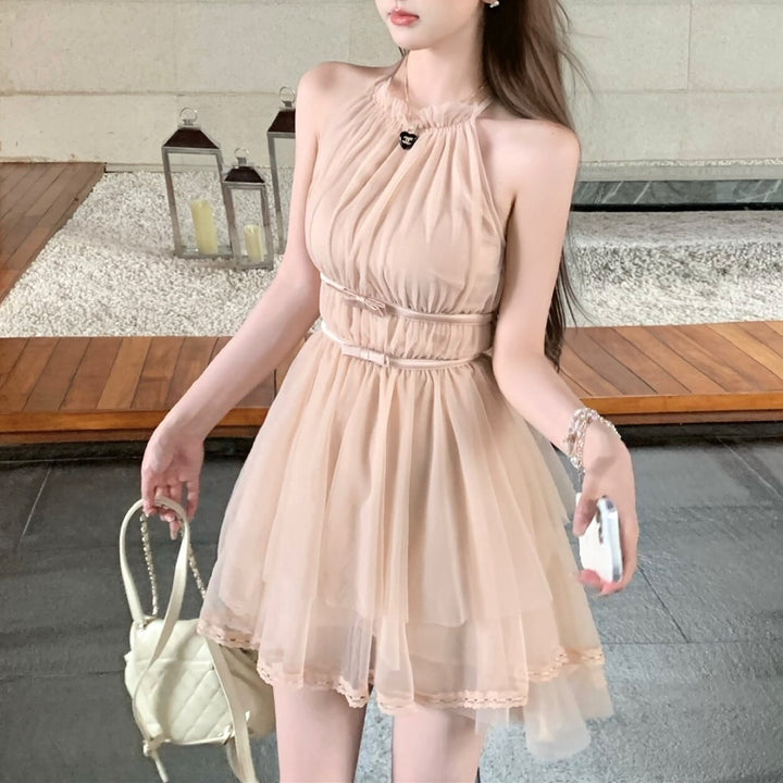 【dress】バックリボンチュールミニワンピース　M31380