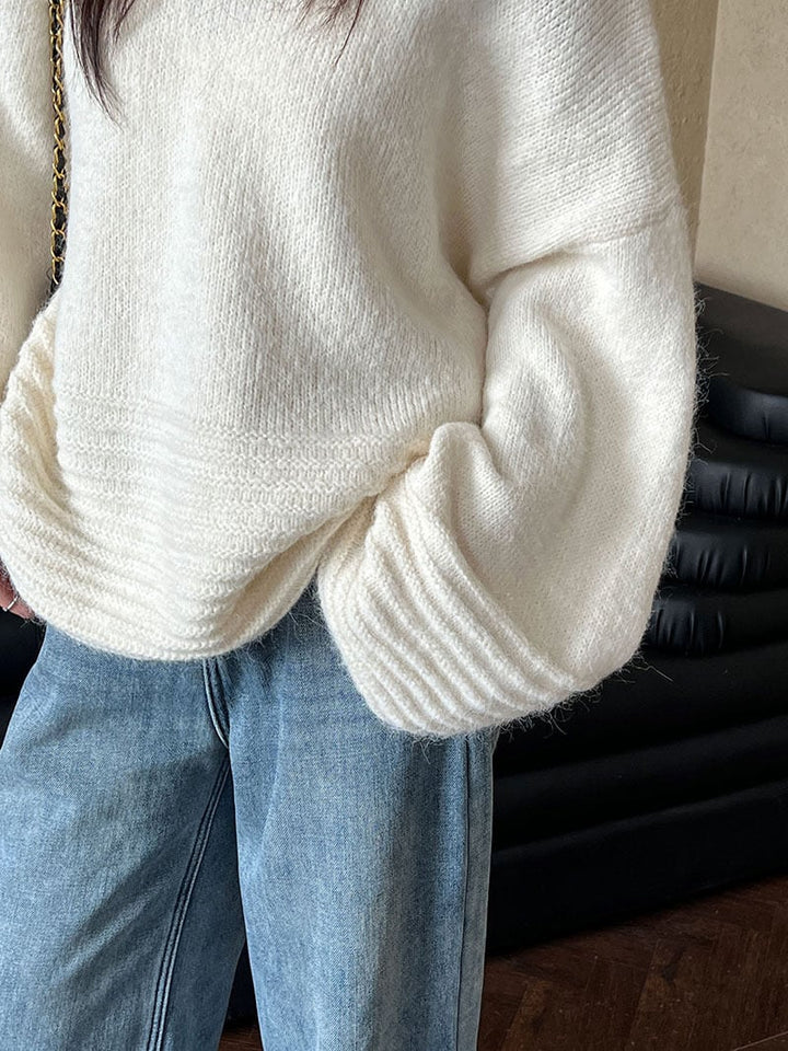 【tops】オフショルダーバルーンスリーブニットトップス　N2911