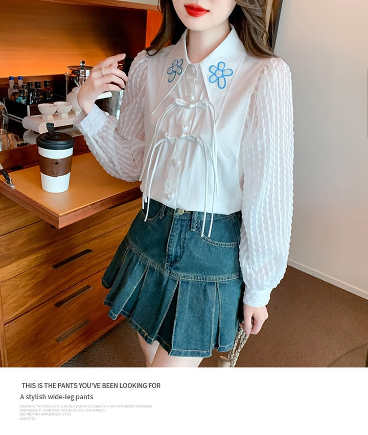 【tops】存在感 スウィートパフスリーブシャツトップス　M17649