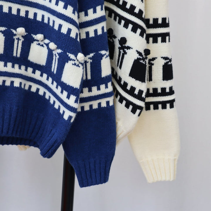 【tops】クルーネックニットセーター　M18342