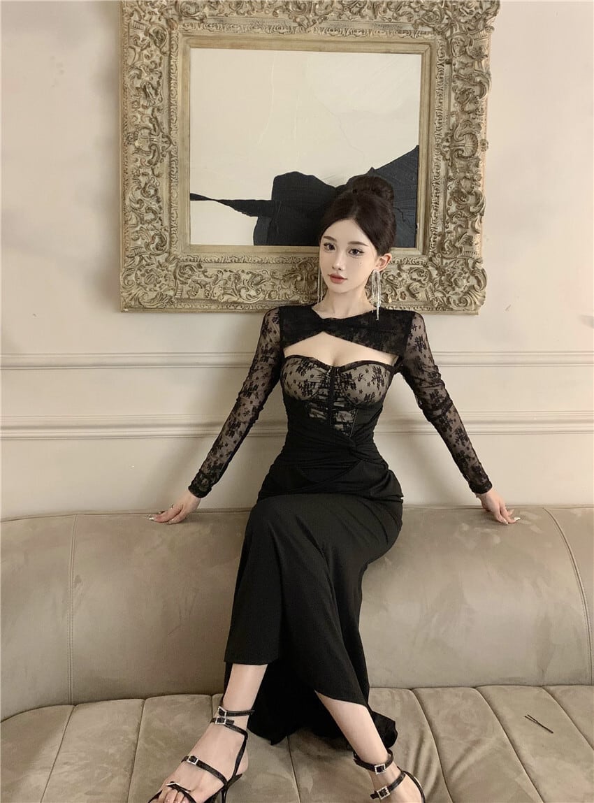 【dress】レースマーメイドワンピース　M26501